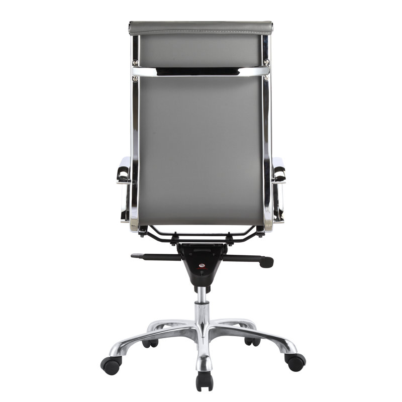 Studio Swivel Office Chair, Grey Faux Leather