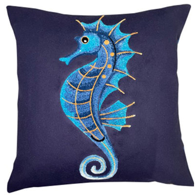 Kinard Abstract Blue Sqaure Cushion
