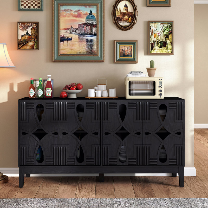 Buffet 60,5 "Mid Century, Noir