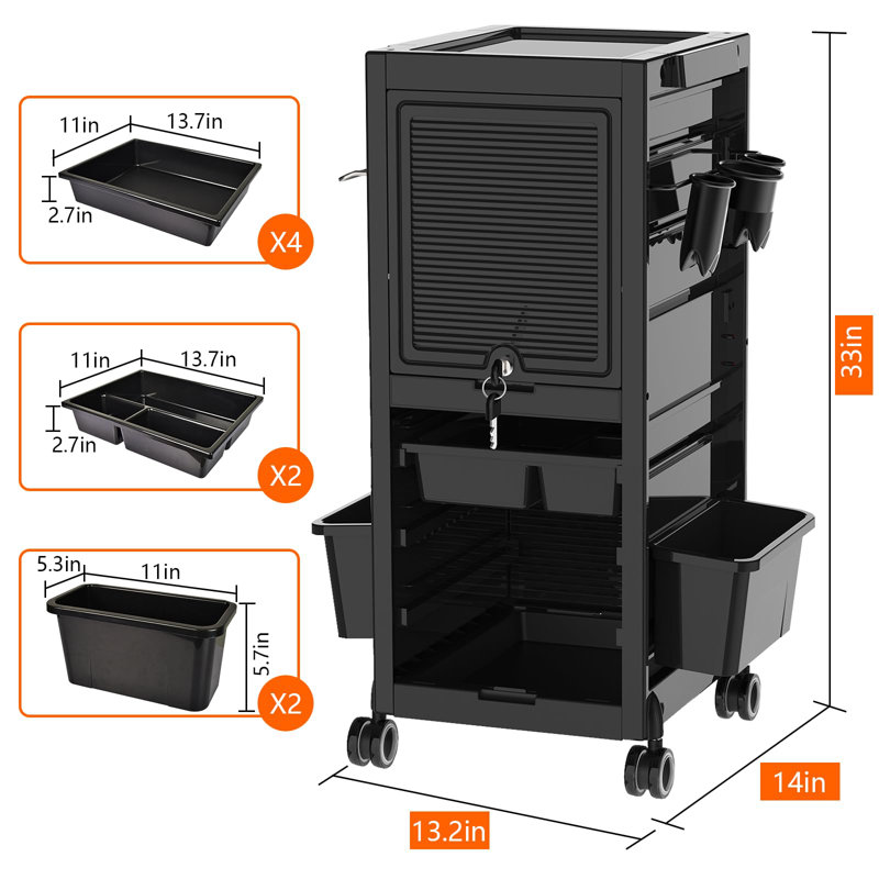 Chariot de rangement à outils Penoyer avec 6 plateaux et 3 supports pour appareils résistants à la chaleur