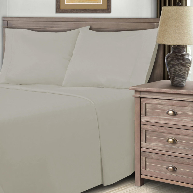 Stone Twin Cotton Blend Wrinkle-Resistant Sheet Set