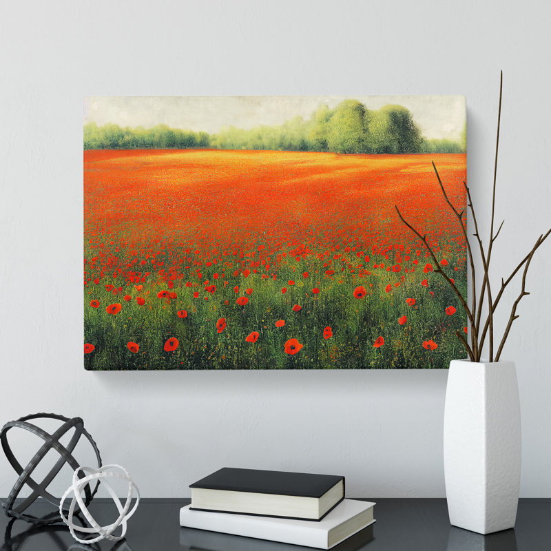 Creative Poppy Field Flowers - Wrapped Canvas, 50cm H x 76cm W x 3cm D