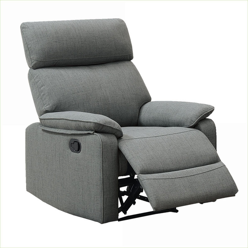 Fauteuil inclinable à dossier haut en toile de jute grise pour une sensation luxueuse de tissu contemporain avec accoudoirs rembourrés