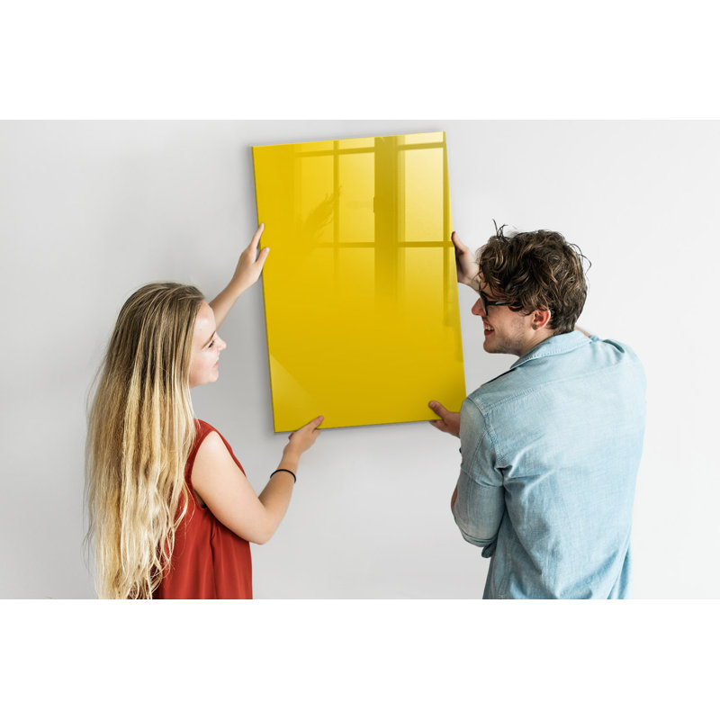 Magnetic Glass Dry Erase Board, Light Yellow