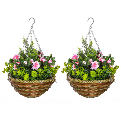 34 cm H Artificial Faux Floral in Basket