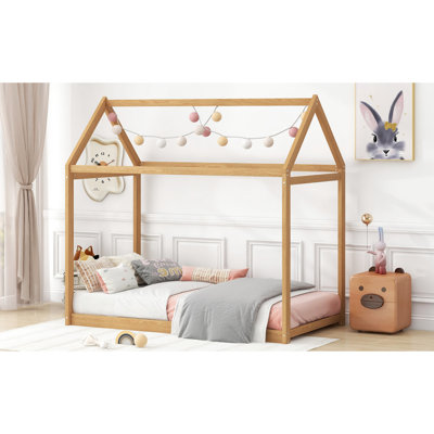 Twin Size And Pine Wood Bed - Quality Bedroom Furniture House Functional Elegant Design