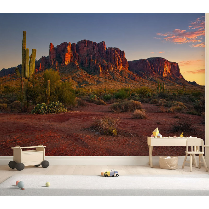 Papier peint adhésif auto-adhésif American Desert Sunset Mountain, papier contact pour salon, chambre à coucher H 69 po x l 96 po