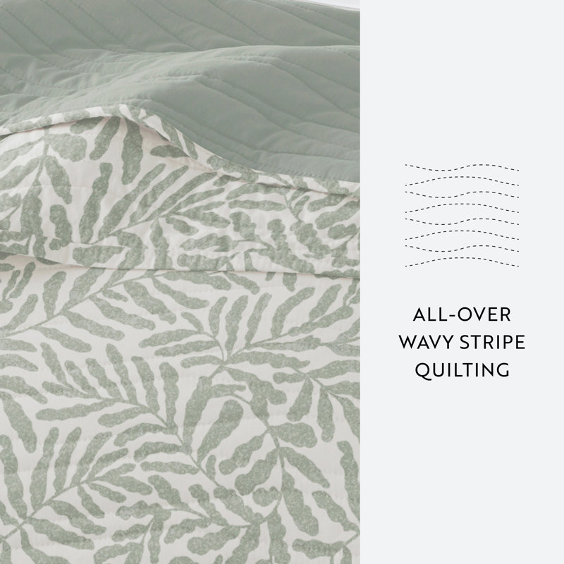 Twin Eucalyptus Reversible Microfiber Quilt Set