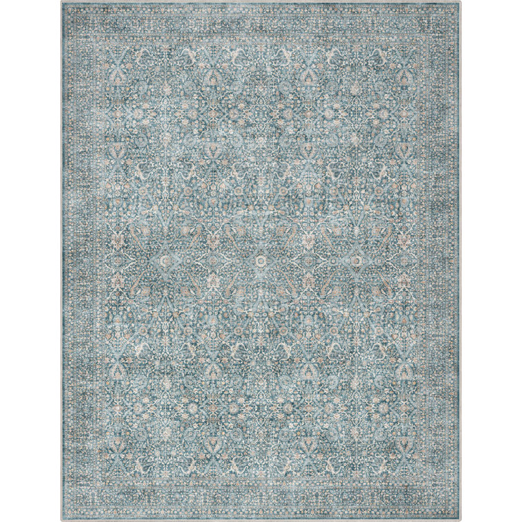 Ervin Isolde Vintage Oriental Botanical Blue Area Rug