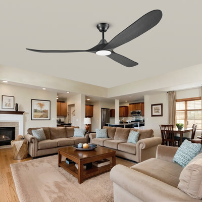 Ventilateur de plafond intelligent de 178 cm avec éclairage, pales en bois massif, moteur CC silencieux et écoénergétique, éclairage DEL à intensité variable 3CCT, ventilateur de plafond de style ferme moderne pour salon, salle à manger et espaces intérieurs
