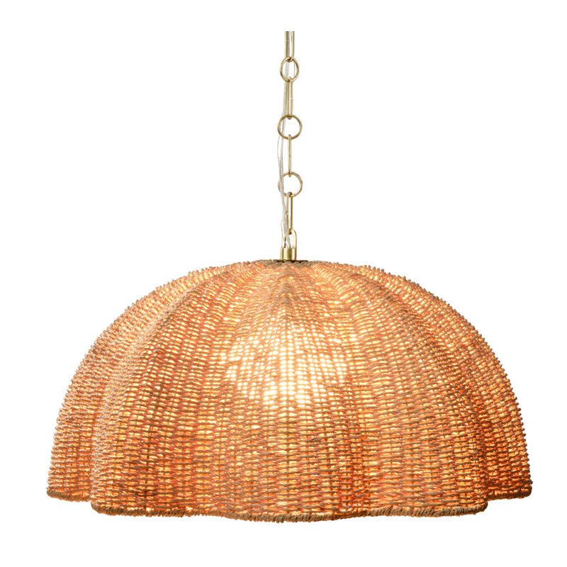 Rosemary 1-Light Natural Palm Leaf Pendant, Large, Small