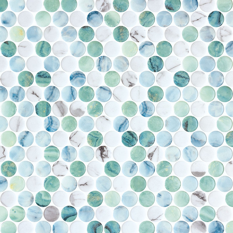 Carreau de mosaïque en verre recyclé Spectrum Radiance Penny, Lagon