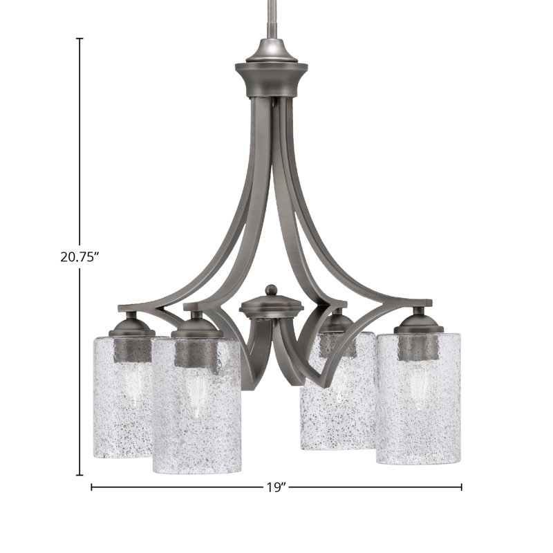 Lustre 4 lumières Zilo avec verre de 4 po Zilo, Graphite, Bulles / fumée