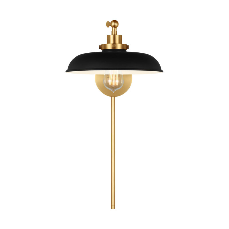 Wellfleet 1 - Light Armed Sconce, Burnished Brass, Midnight Black
