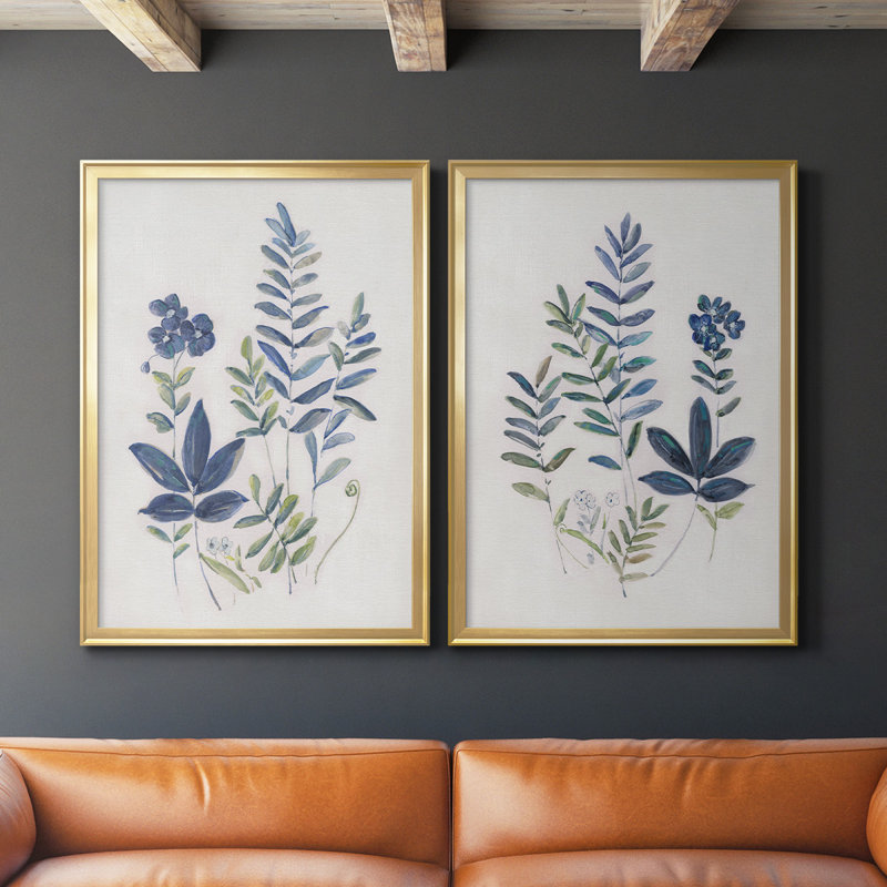 Fern Study I - Toile encadrée de qualité supérieure - prête à être accrochée, Or, H 42,5 po x l 61 po x P 1,25 po