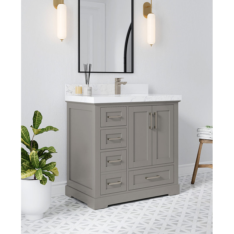 Boston 36 po X P 22 po De meuble-lavabo droit D Quartz laiton Berkshire