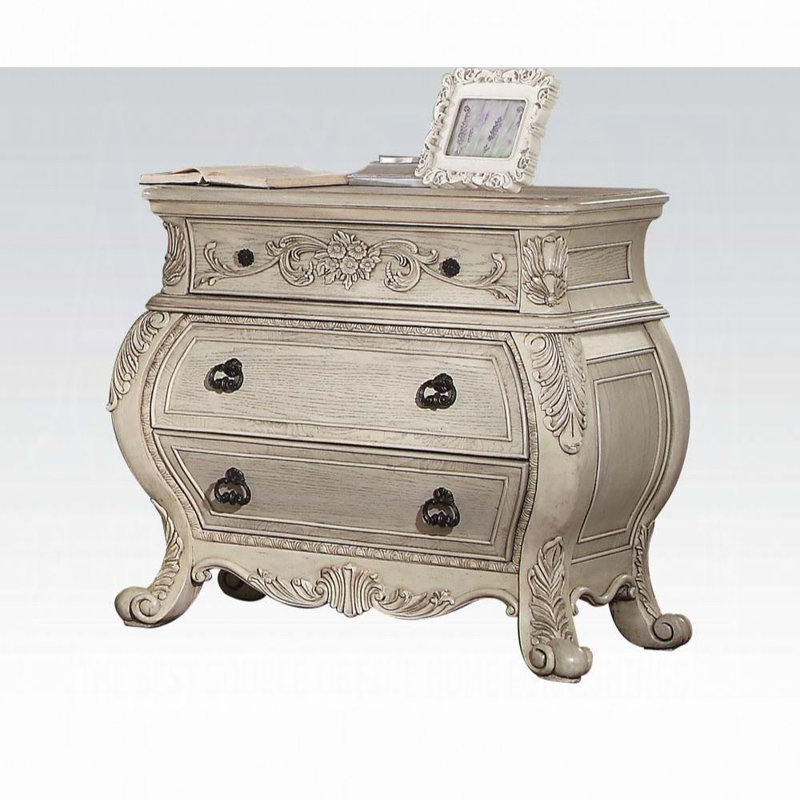 Ragenardus 3-Drawer Nightstand, Antique White