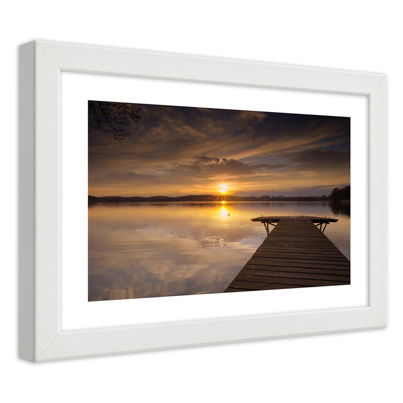 Lakeside - Single Picture Frame Print, 60cm H x 90cm W, White