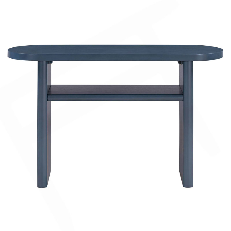 Elegant Minimalist Console Table With Rounded Edges And Sturdy Shelf Design For Entryway, Living Room, Navy