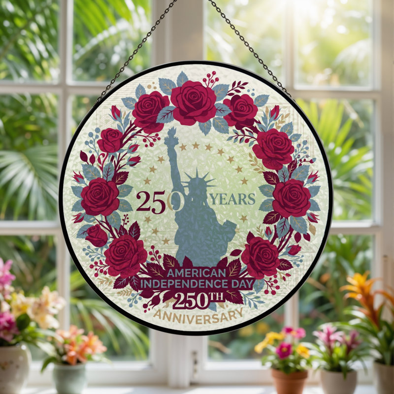 Panneau floral pour fenêtre de décoration florale 250th Anniversary USA, H 12 po