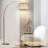 Asem 78.7'' Black Arched/Arc Floor Lamp with Remote Control, LED Bulb Included, and Big Drum Shade-845758606