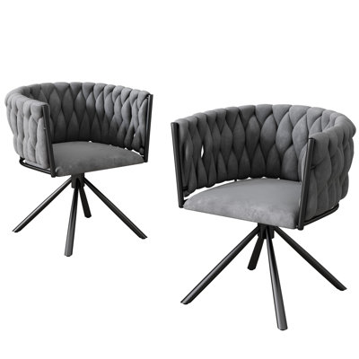 31cm H Tufted Velvet Upholstered Metal Armchair