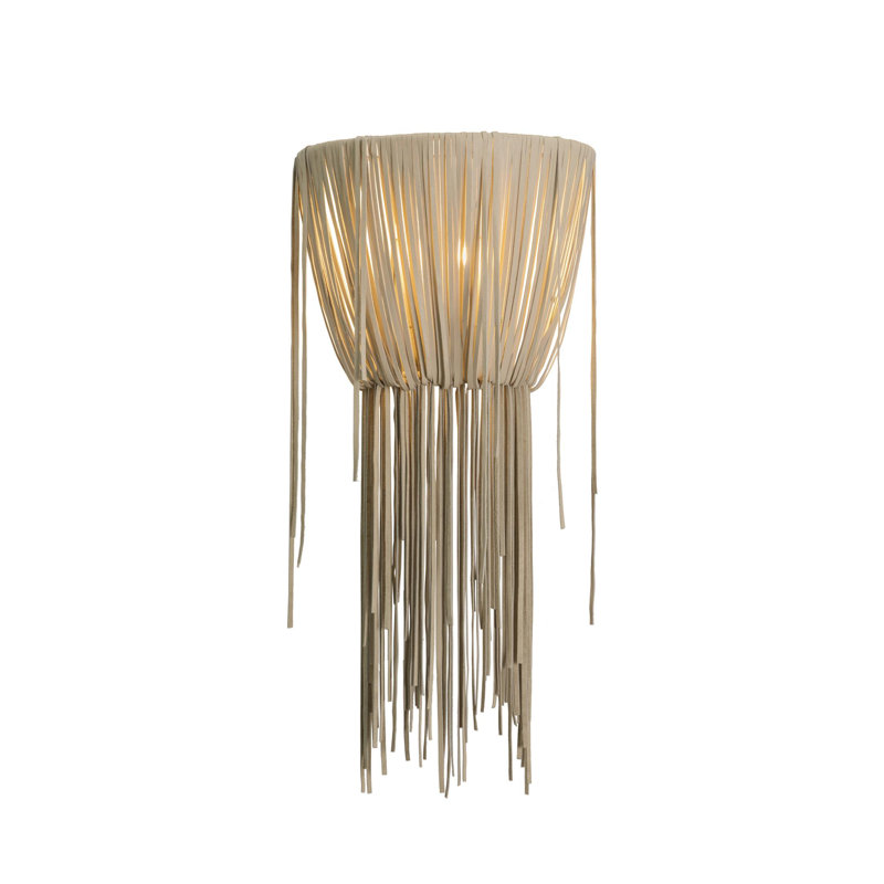 Leather Fringe Wall Sconce, Cream