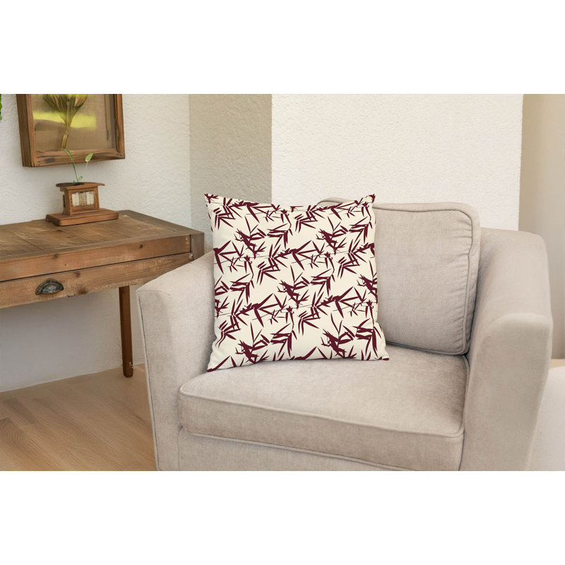 Coussin décoratif en bambou, Rouge vin, Carré 18 po