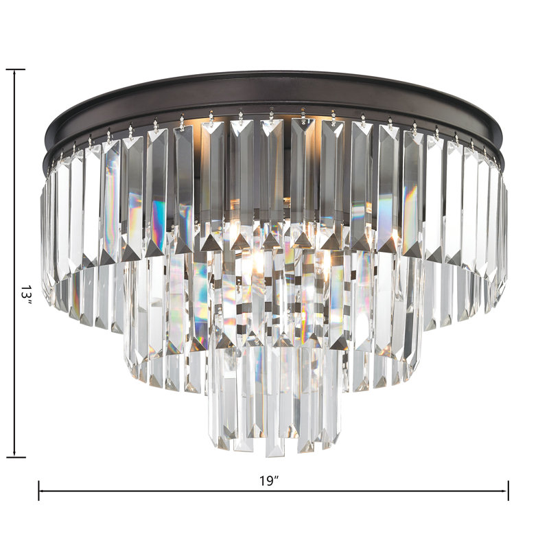 Plafonnier semi-encastré 3 lumières Palacial - largeur 19 po - Bronze huilé