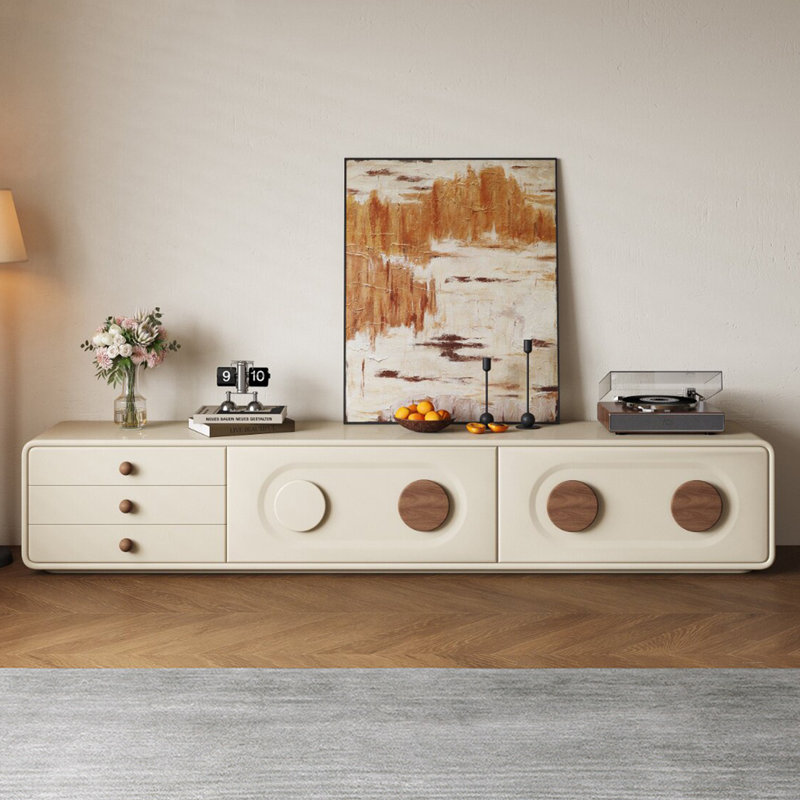Meuble télé avec rangement de style français, H 15,7 po x L 86,6 po x l 15,7 po