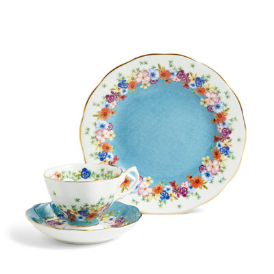 Ensemble de 3 assiettes à soucoupe 100 ans Royal Albert, Florence, 1940