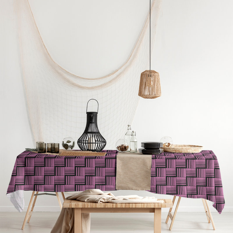 Rayures nattes classiques Nappe, Rose/noir