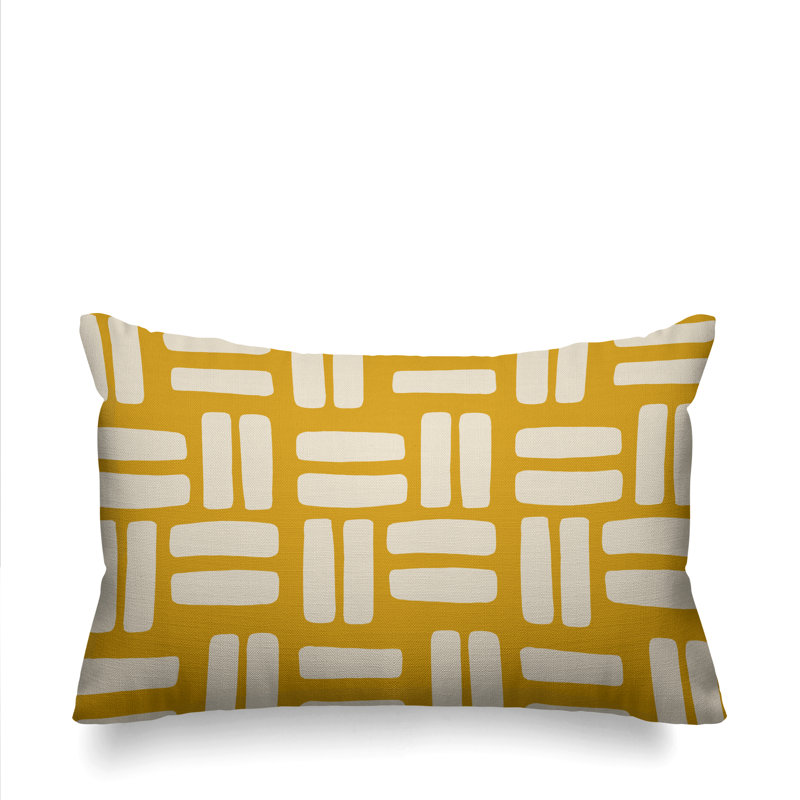 Abstract Outdoor Reversible Throw Pillow, Yellow