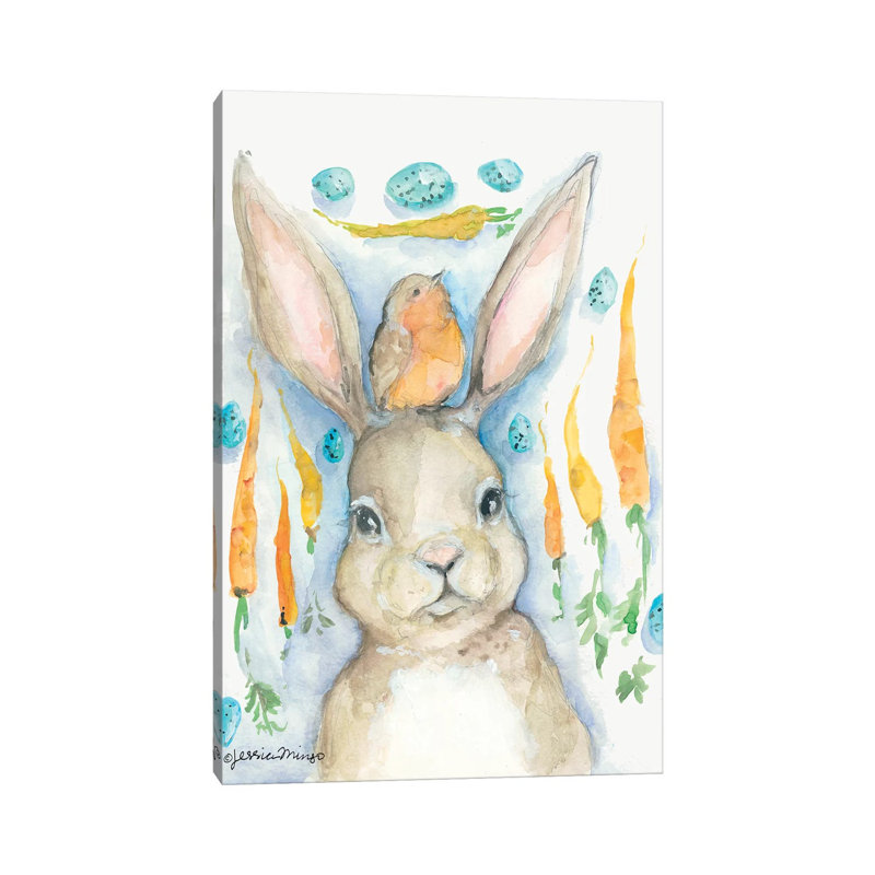 Rabbits And Carrots Oh My by Jessica Mingo - Wrapped Canvas Painting, 20.32 cm H x 30.48 cm W