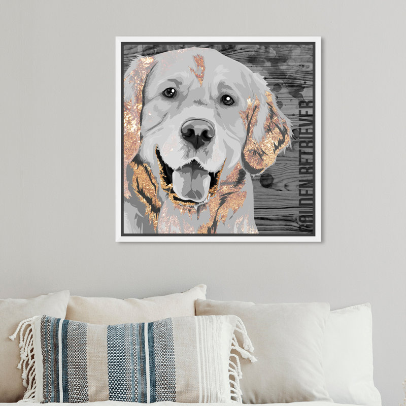 « love golden retriever », impression sur toile tendue, H 16 po x l 16 po x P 1,5 po, Cadre blanc