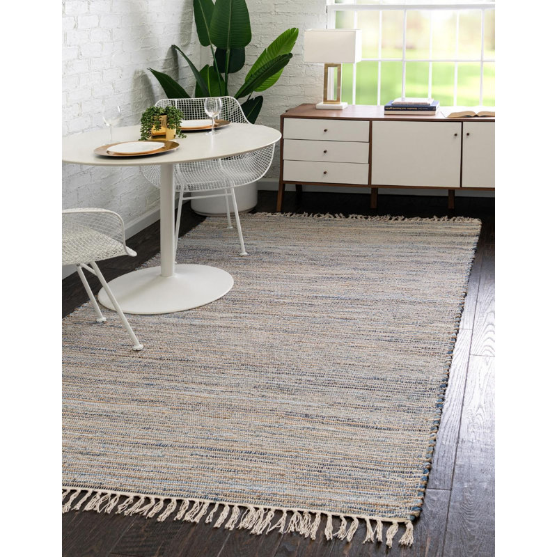 Holly-Rose Cotton Striped Indoor Rug, Rectangle 3'3" x 5'1"