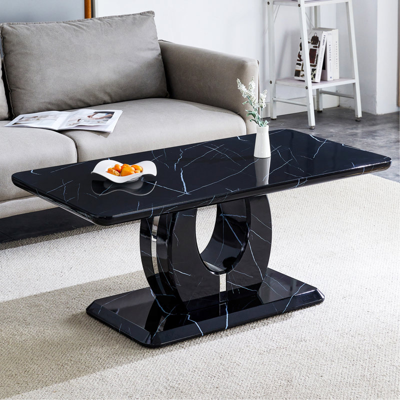 Table à thé Modern Luxury Imitation Marble, Noir