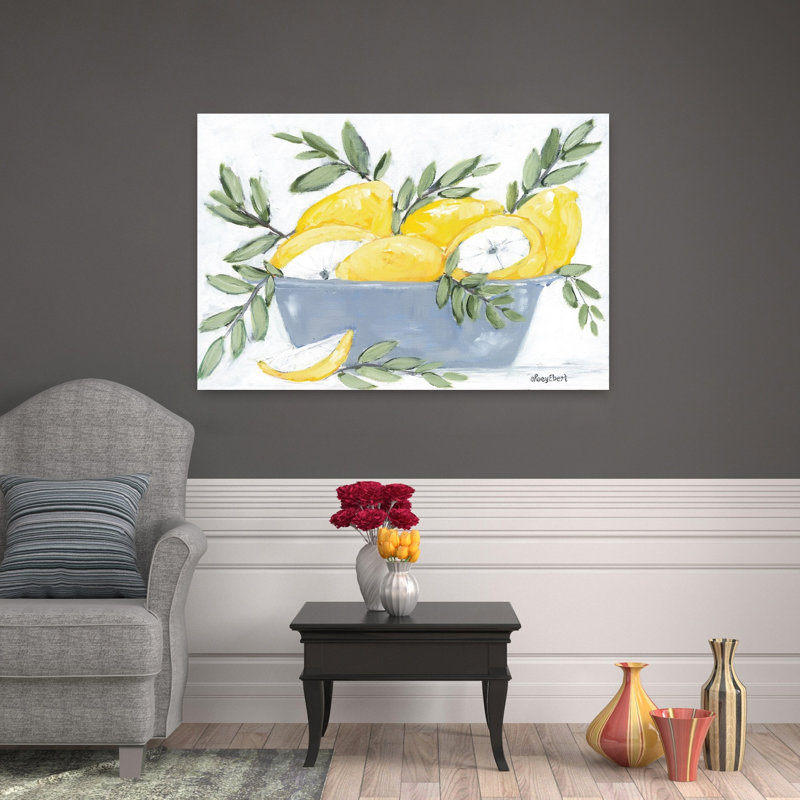 Citrons dans un bol, art contemporain, H 32 po x l 48 po