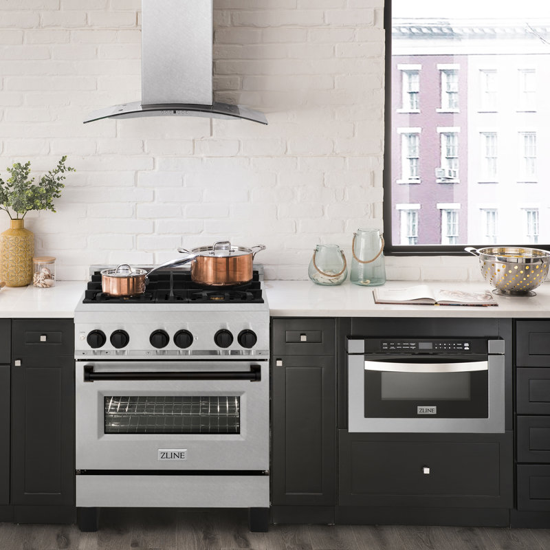 ZLINE Autograph 30" Legacy Dual Fuel Range in DuraSnow® Steel, Matte Black Satin Stainless Steel