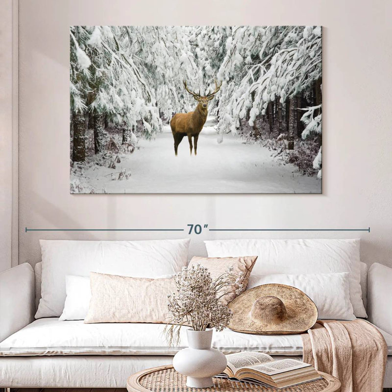 Brampt Winter Red Stag, 34" H x 51" W
