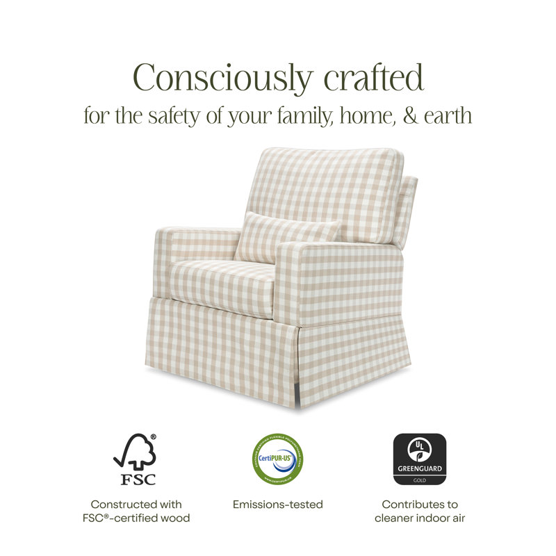 Crawford Recliner and Swivel Glider, Tan Gingham