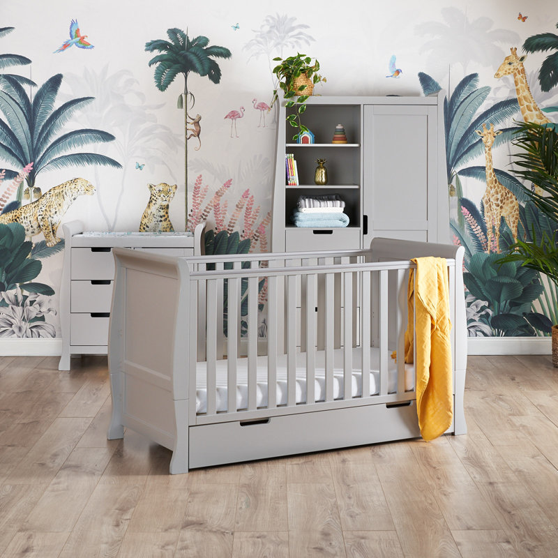 Stamford Cot Bed 3-Piece Nursery Furniture Set, Warm Gray