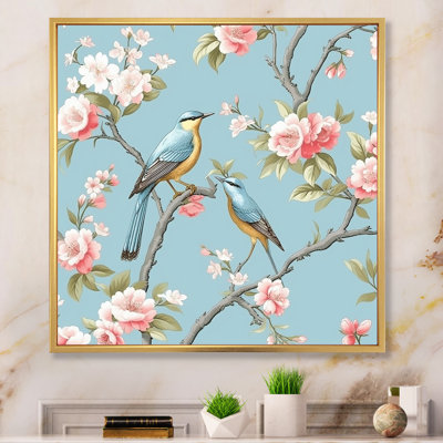Chinoiserie avec oiseaux et pivoines - impression