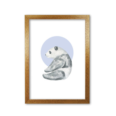 Watercolour Panda With Blue Circle - Painting