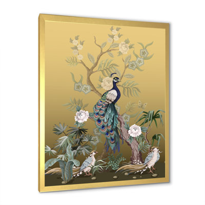 Chinoiserie avec oiseaux et pivoines VI - peinture sur toile