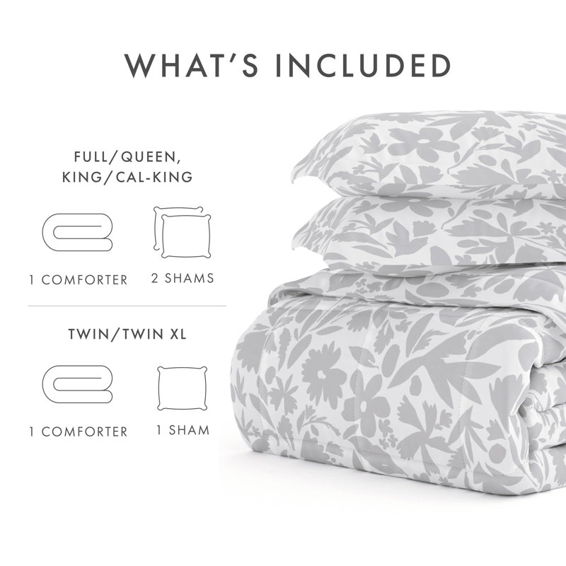 Twin Light Gray Microfiber Down Alternative Reversible Bedspread Set