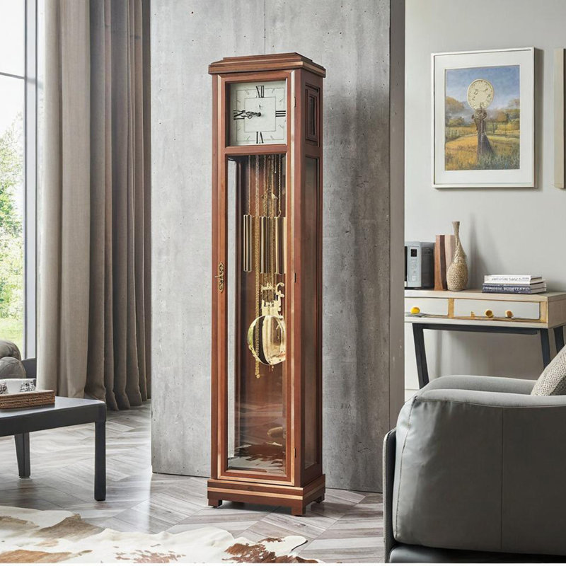77.17"Simple and retro brown floor clock base pendulum clock