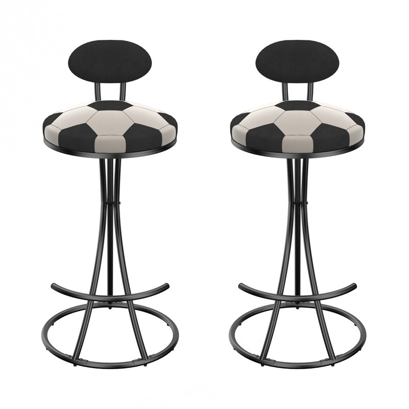 Ensemble de 2 tabourets de bar rembourrés en forme de S, Noir, Noir / blanc