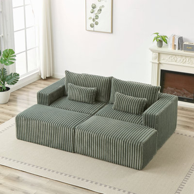 Chaise longue modulaire surdimensionnée de 87 po, sans assemblage requis, causeuse en peluche avec deux repose-pieds amovibles, fauteuil-lit moderne moelleux pour la chambre à coucher du salon intérieur