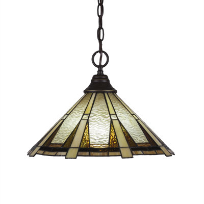 Luminaire suspendu suspendu à une chaîne avec verre Zion 16 po